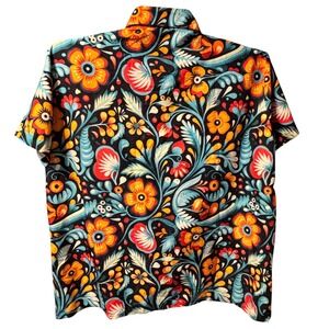 KYKU Mens 3XL Hawaiian Aloha Shirt Short Sleeve Black Floral Tropical Button Up